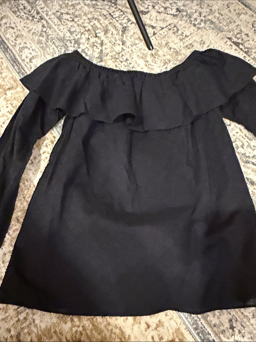 Michael Kors Black Off-Shoulder Ruffle Top